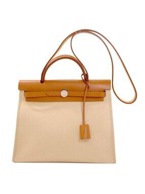 Hermes Herbag Zip 31 Silver Handbag Toile Officier